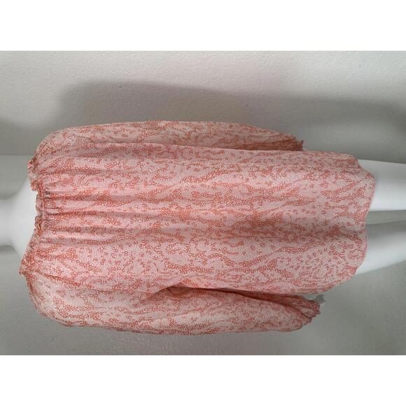 Diane Von Furstenberg 12 Pink Coral Silk Sheer Peasant Blouse Boho Chic - Picture 3 of 8